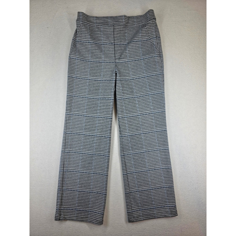 Sanctuary Womens Houndstooth Plaid Straight Leg Pull On Pants Blue Black Size M